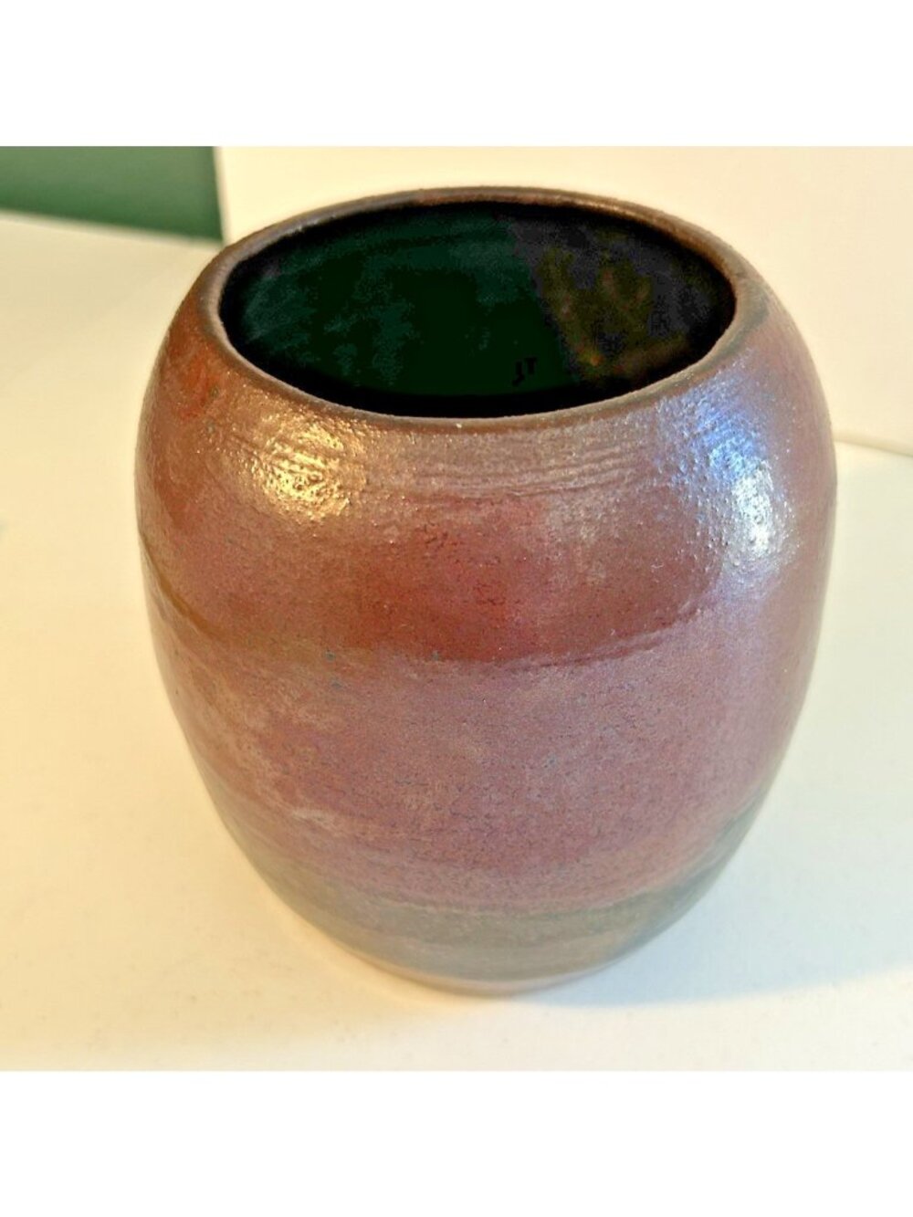 Vintage Japanese Glaze Stoneware Studio Pottery Vase Oxblood Mid Century Modern